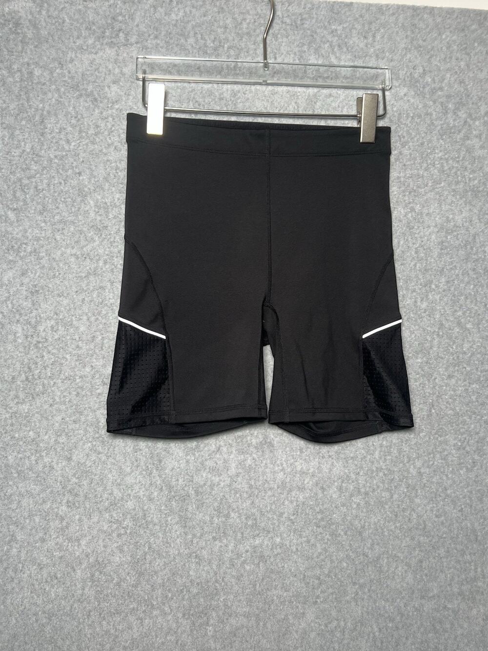 Fabletics Womens S Black High Waisted Biker Shorts Mesh Athletic Workout Yoga